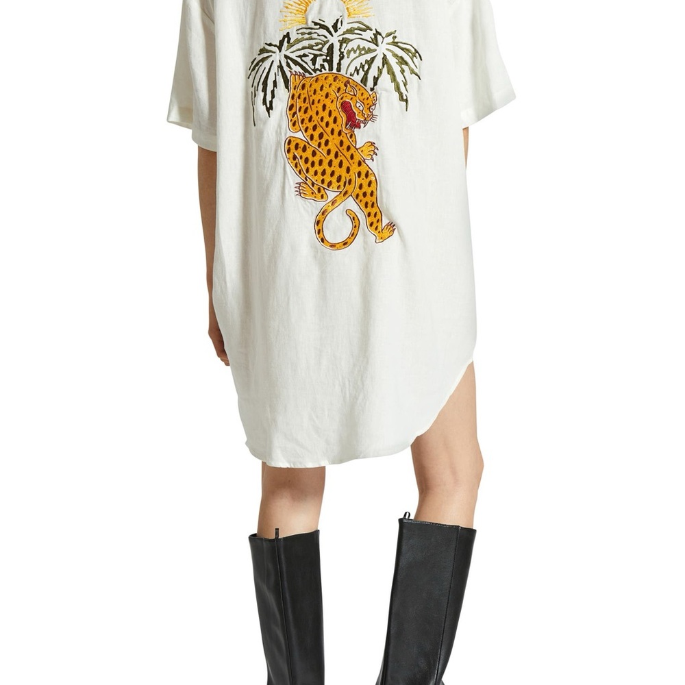 Brixton Condesa Linen Blend Shirtdress Embroidered